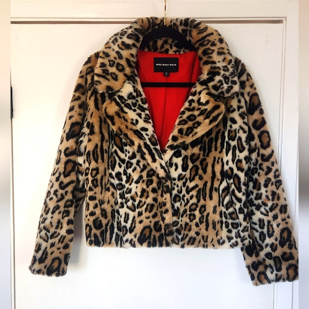 Who What Wear faux Leopard Print jacket with pockets size Medium
